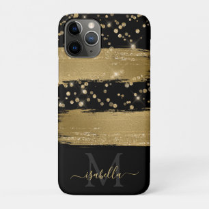 Funda Para iPhone 11 Pro Monogramación del guión de un Purpurina de oro neg