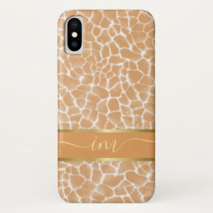 Funda Para iPhone X Monogramada Giraffe Piel Vintage acuarela