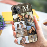 Funda Para iPhone 11 Pro Max Monogramado 7 Collage de fotos en madera oscura<br><div class="desc">Estuche monogramado para iPhone de collage de fotos que puedes personalizar con 7 de tus fotos favoritas y tu inicial. La plantilla está preparada para que añada sus fotos, trabajando de arriba a abajo en el lado izquierdo y de arriba a abajo en el lado derecho. El diseño tiene un...</div>