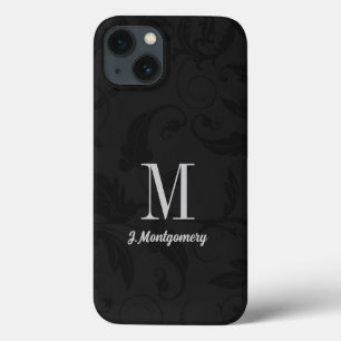 Funda Para iPhone 13 Monogramado Black Damask Classic