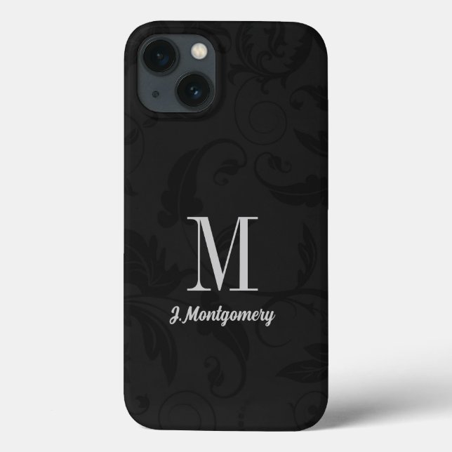 Funda De Case-Mate Para iPhone Monogramado Black Damask Classic (Reverso)
