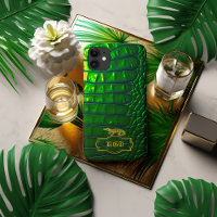 Monogramado de cocodrilo verde de imitación verde 