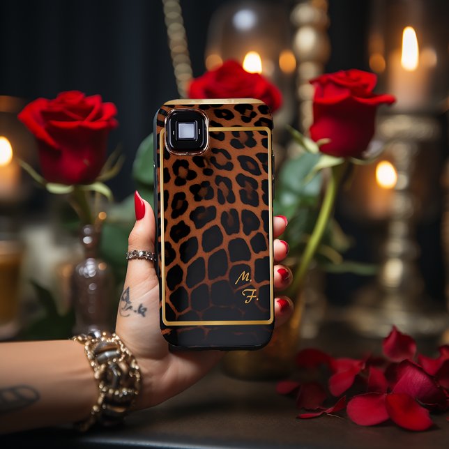 Funda De Case-Mate Para iPhone Monogramado de moda Leopard Print (Subido por el creador)