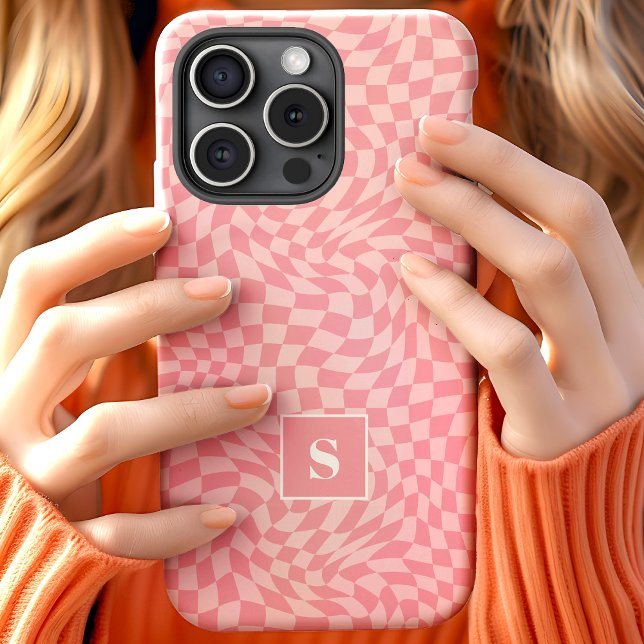 Funda De Case-Mate Para iPhone Monogramado de ondulación de ondulación rosa (Subido por el creador)
