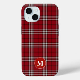 Funda Para iPhone 15 Monogramado de Red Plaid