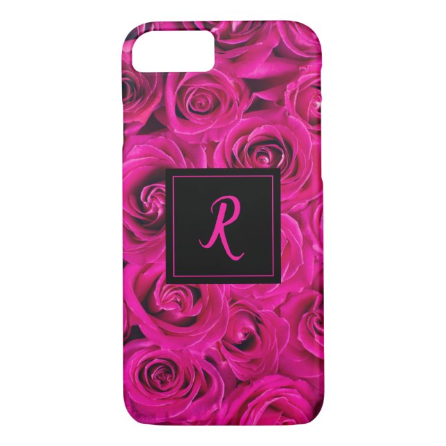Funda De Case-Mate Para iPhone Monogramado de Rosa Rosa (Reverso)