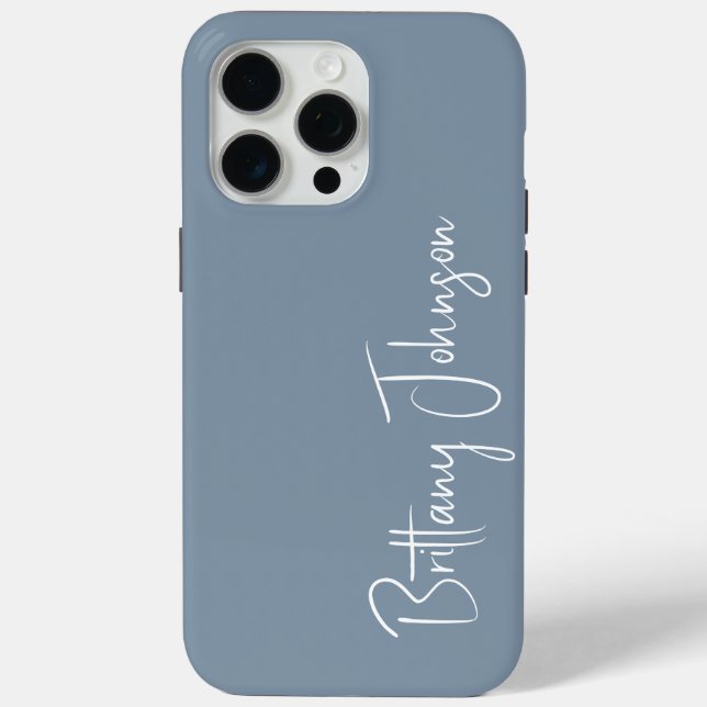 Funda De Case-Mate Para iPhone Monogramado Dusty Blue (Reverso )