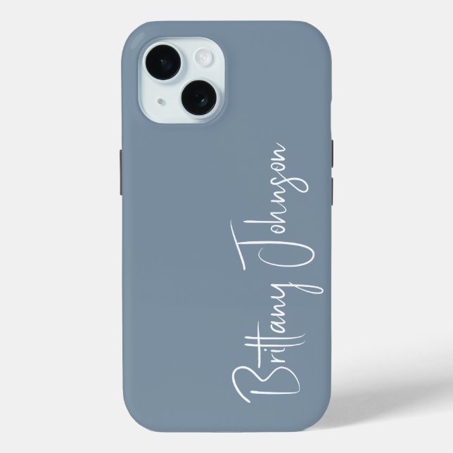 Funda De Case-Mate Para iPhone Monogramado Dusty Blue (Reverso )