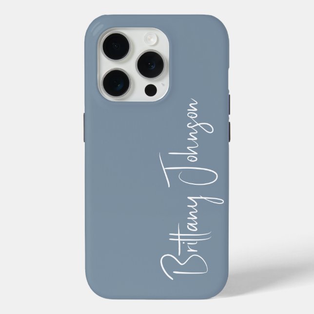 Funda De Case-Mate Para iPhone Monogramado Dusty Blue (Reverso )