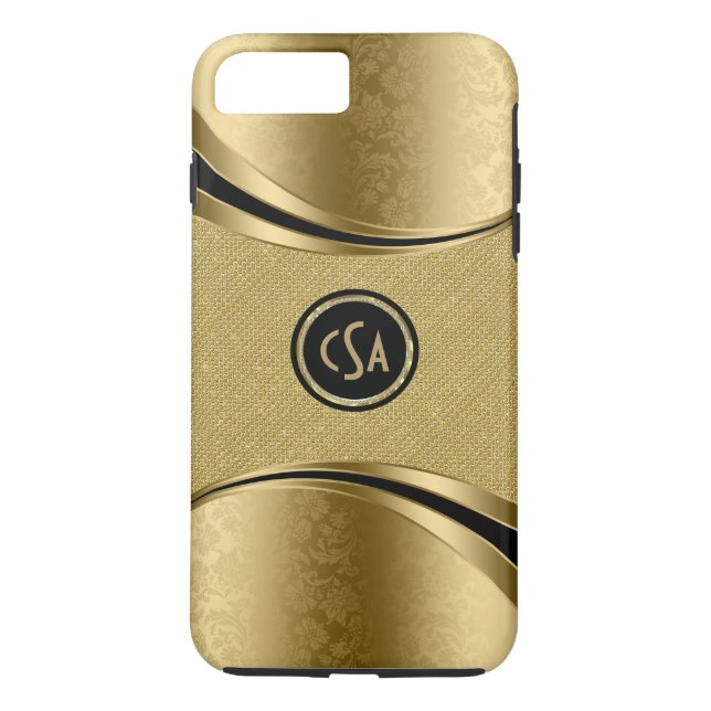 Funda De Case-Mate Para iPhone Monogramado Gold Metallic Con Purpurina De Oro (Reverso)