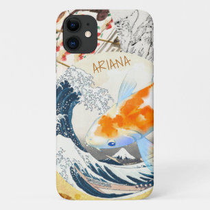 Funda Para iPhone 11 Monogramado japonés de oro de Moda de cosecha