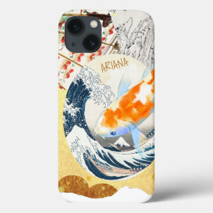Funda Para iPhone 13 Monogramado japonés de oro de Moda de cosecha