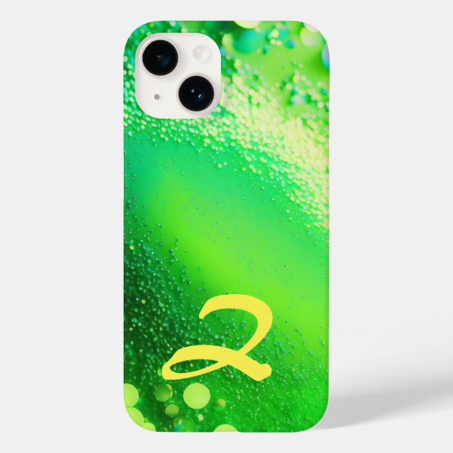 Funda De Case-Mate Para iPhone Monogramado Lime Green Purpurina (Reverso )