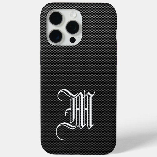 Funda De Case-Mate Para iPhone Monogramado "M" Faux Carbon Fiber Otter Box (Reverso )