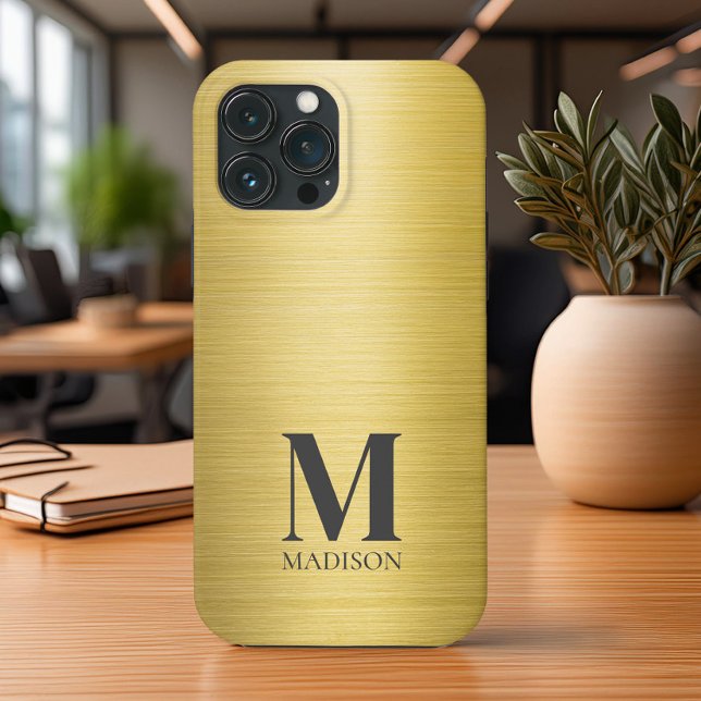 Funda De Case-Mate Para iPhone Monogramado metálico de oro (Subido por el creador)