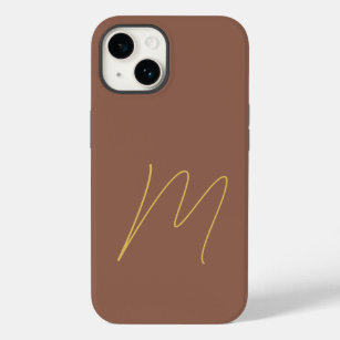 Funda Para iPhone 14 De Case-Mate Monogramado Moderno Llanto color de oro marrón ini