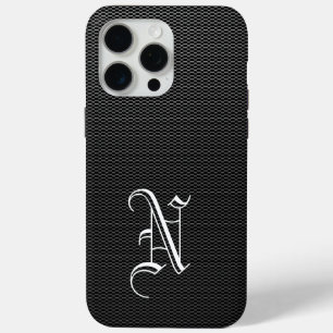 Funda Para iPhone 15 Pro Max Monogramado "N" Faux Carbon Fiber Otter Box