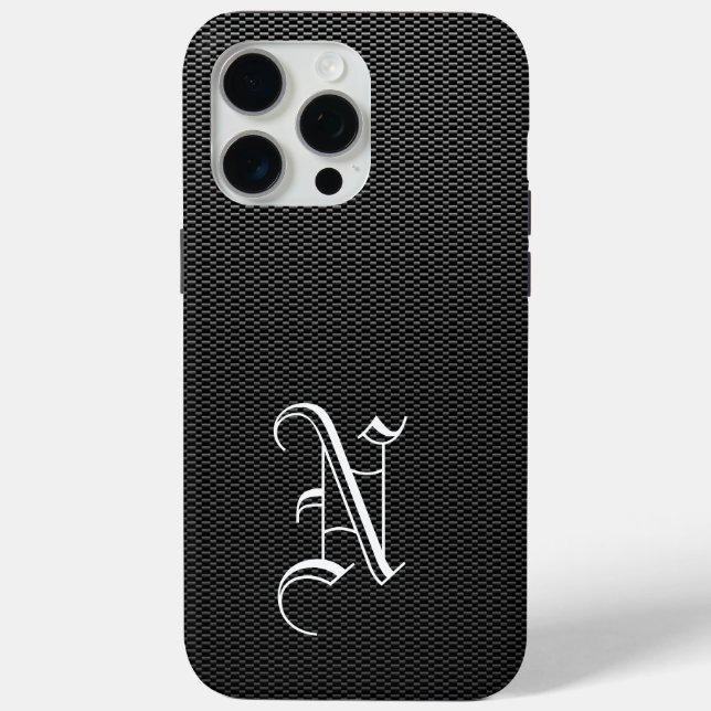 Funda De Case-Mate Para iPhone Monogramado "N" Faux Carbon Fiber Otter Box (Reverso )