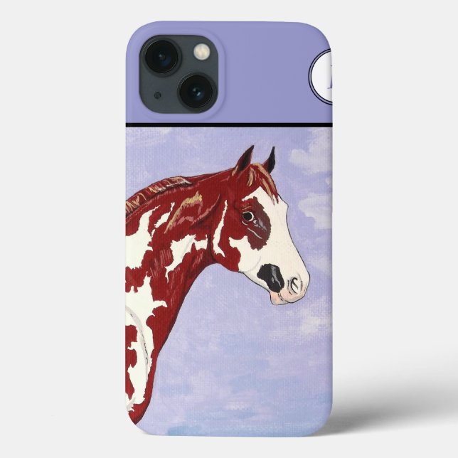 Funda De Case-Mate Para iPhone Monogramado Overo Paint Cabeza de caballo (Reverso)