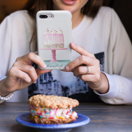Funda Para iPhone 8/7 Monogramado pastel de cumpleaños rosado de 16 dulc