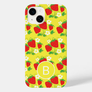 Funda Para iPhone 14 De Case-Mate Monogramado patrón amarillo de fresa y flor