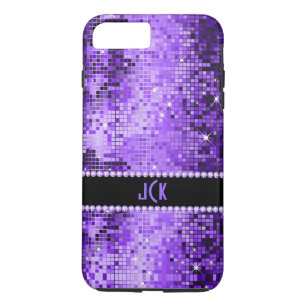 Funda Para iPhone 8 Plus/7 Plus Monogramado Purple Disco Purpurina y Diamantes 2