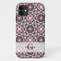 Monogramado Tile Dusky Rosa cerezo Blossom Mandala