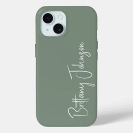 Funda Para iPhone 15 Monogramed Sage Green