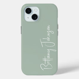 Funda Para iPhone 15 Monogramed Sage Green