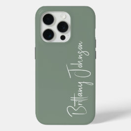 Funda Para iPhone 15 Pro Monogramed Sage Green