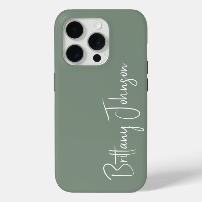 Funda De Case-Mate Para iPhone Monogramed Sage Green (Reverso )
