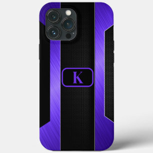 Funda Para iPhone 13 Pro Max Monogramed Sleek Purple Metalizado