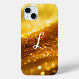 Funda Para iPhone 15 Mini Monogrammed Yellow Luxury Purpurina