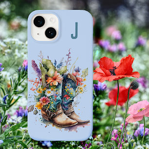 Funda Para iPhone 14 De Case-Mate Monogramo de cachorros y flores silvestres