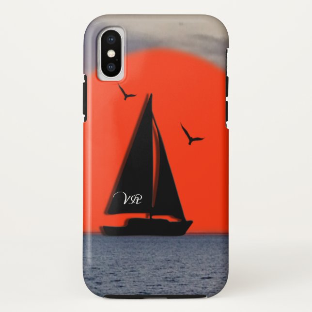 Funda De Case-Mate Para iPhone Monogramo Sailboat (Reverso)