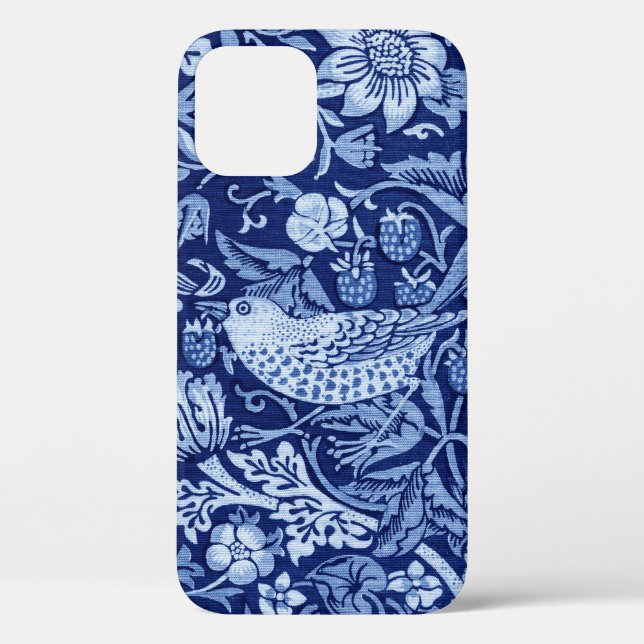 Funda De Case-Mate Para iPhone Monotona azul de fresa, William Morris (Reverso )
