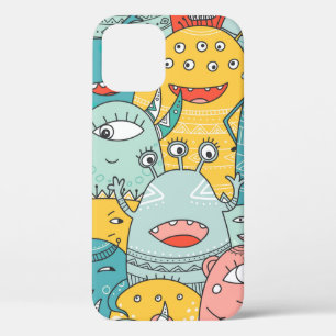 Funda Para iPhone 12 monstruos lindos multitudes sin costura patrón al