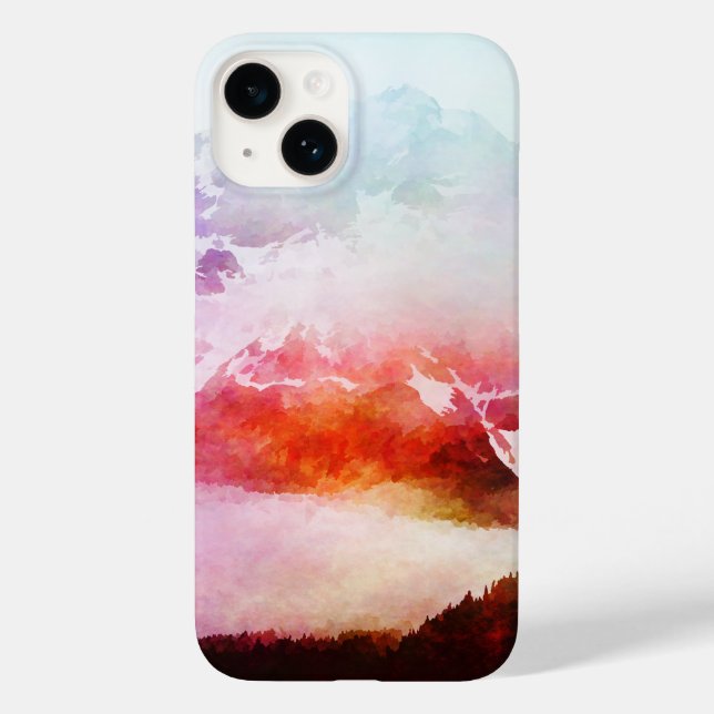 Funda De Case-Mate Para iPhone Montaña acuarela (Reverso )