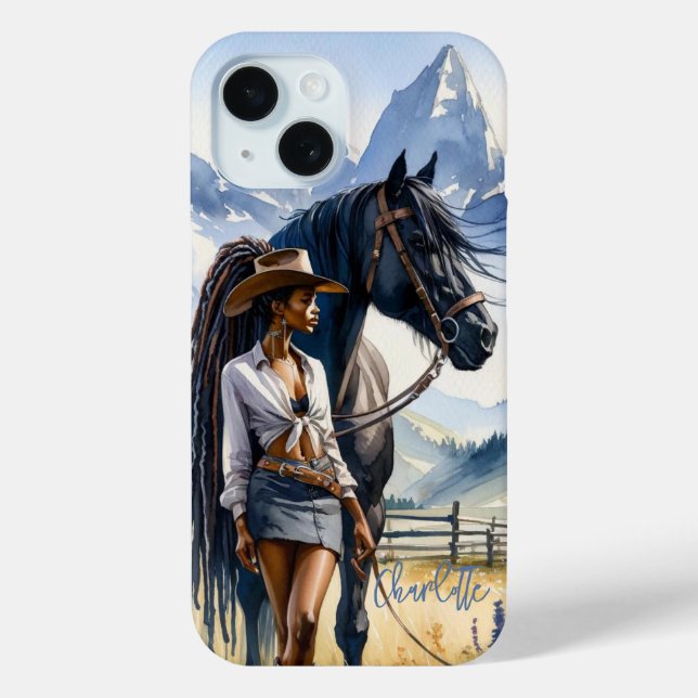 Funda De Case-Mate Para iPhone Montaña Cowgirl personalizada (Reverso )