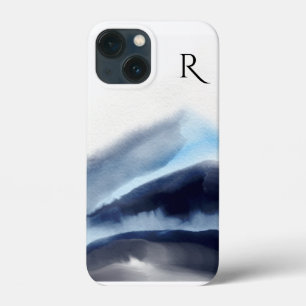 Funda Para iPhone 13 Mini Montañas acuarelas pintura monogramada