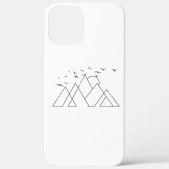 Funda De Case-Mate Para iPhone Montañas Geométricas Simples Con Aves Naturaleza A (Reverso )