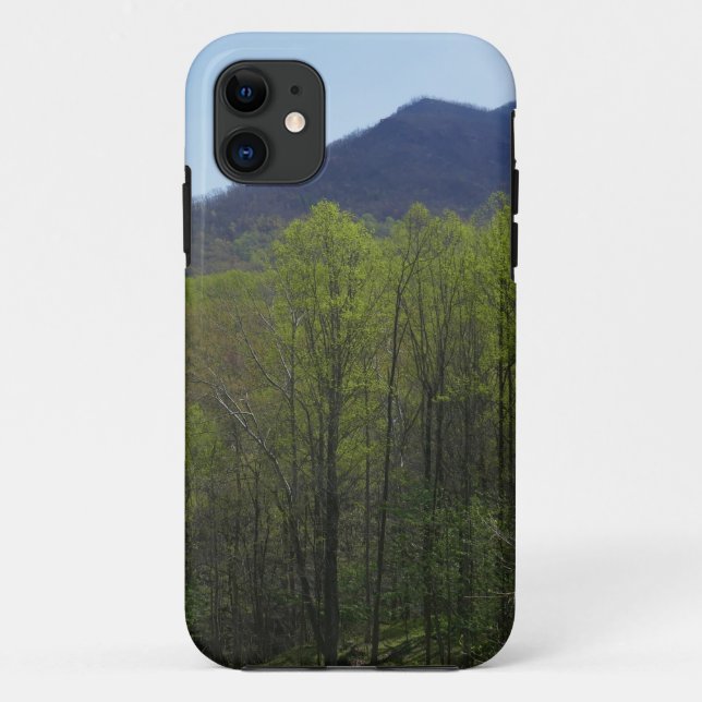Funda De Case-Mate Para iPhone Montañas humeantes en el paisaje de primavera (Reverso)