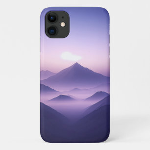 Funda Para iPhone 11 Montañas Moradas Soñadoras Atardecer Brumoso - Min