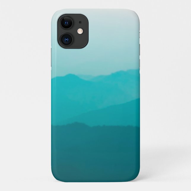 Funda De Case-Mate Para iPhone Montañas verde azuladas de ombré (Reverso)