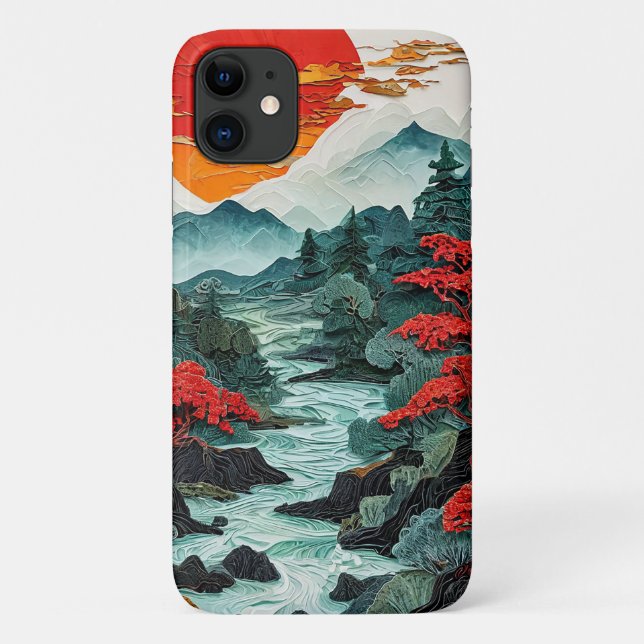 Funda De Case-Mate Para iPhone Montañas y bosque (Reverso)