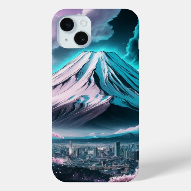 Funda De Case-Mate Para iPhone Monte Fuji sobre la ciudad en Japón (Reverso )