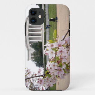 Funda Para iPhone 11 Monumento a Thomas Jefferson con flores de cerezo
