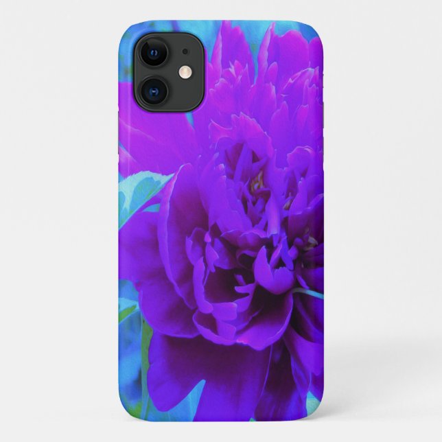 Funda De Case-Mate Para iPhone Moody Purple Peony con bello follaje (Reverso)
