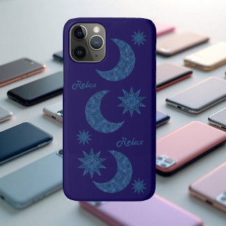 Funda Para iPhone 11 Pro Moon and stars in a blue glitter look - Relax! 