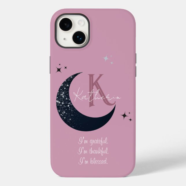 Funda De Case-Mate Para iPhone Moon negra elegante (Reverso )